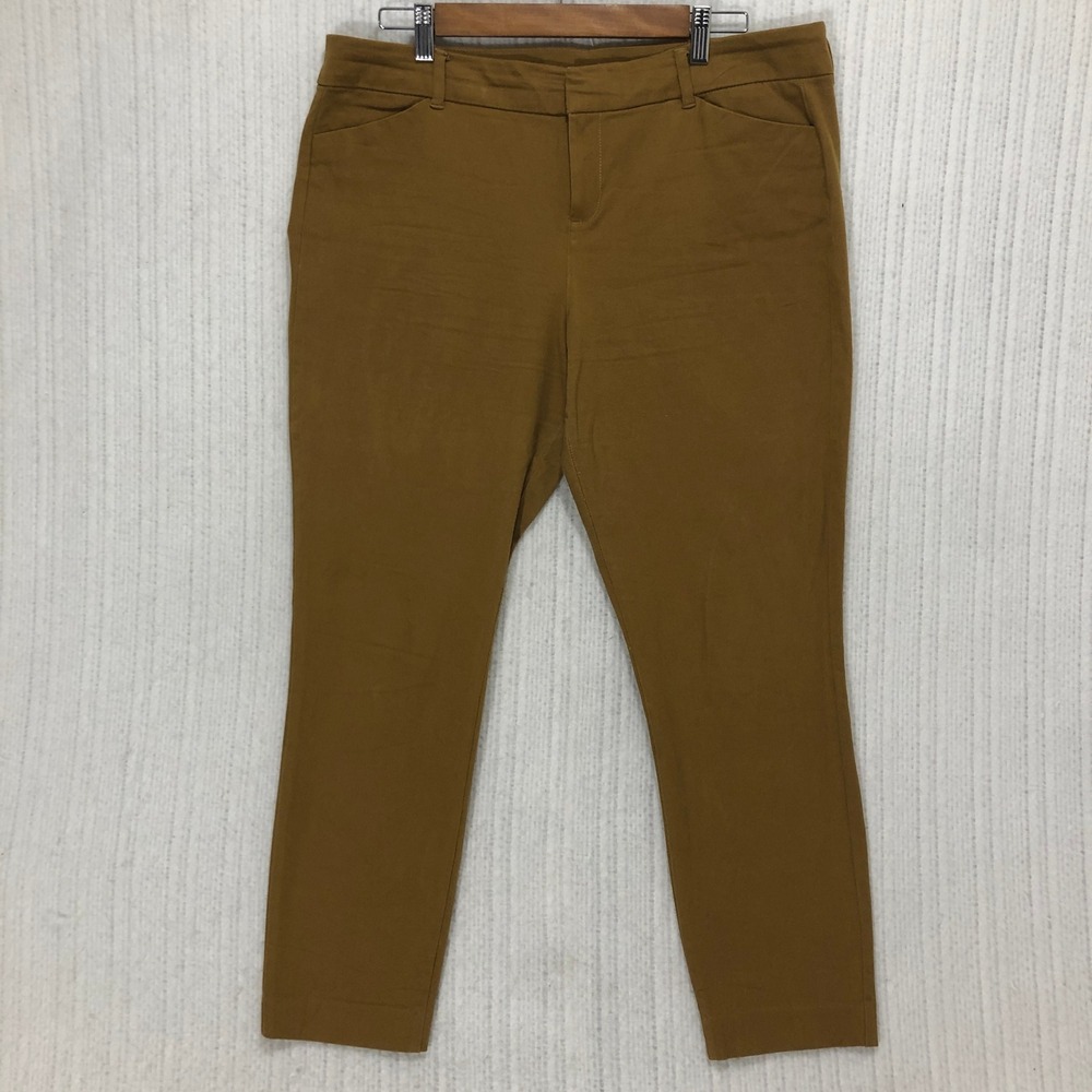 Old Navy Pixie Ankle Pants Mustard Yellow Ochre Mid Rise Slim Chino Women 14